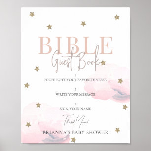 Póster Libro de invitados sobre la Biblia Baby Shower Sta