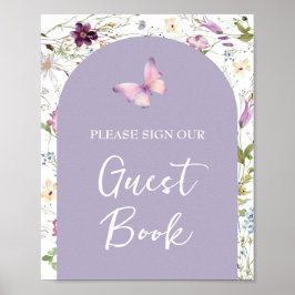 Póster Libro de invitados Wildflower Wild ONE Butterfly G