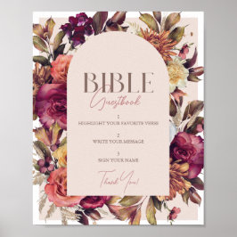 Póster Libro de la Biblia de Baby Shower rosa de la coron