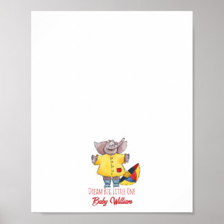 Póster Libro de la huella dactilar del elefante bebé Rain