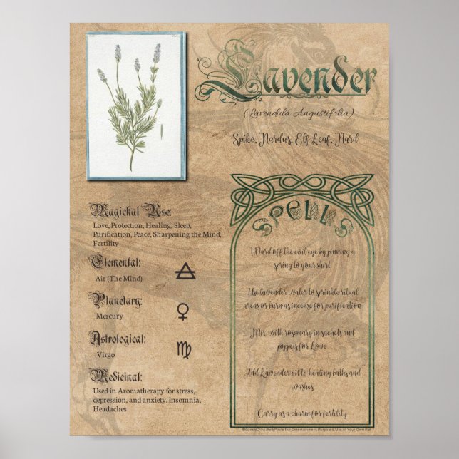 Póster Libro de las sombras de las hierbas de Lavender Pa (Frente)