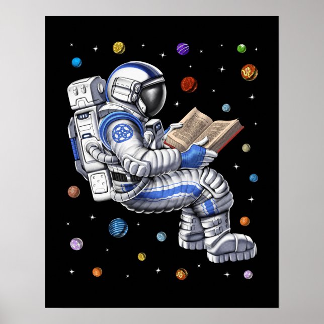 Póster Libro de lectura de astronautas (Frente)