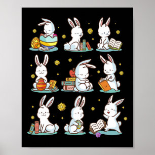 Póster Libro de lectura de Bunny Happy Easter Bookwords C