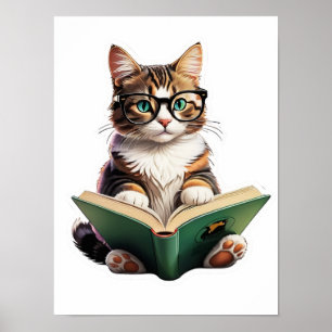 Póster Libro de lectura de gatos