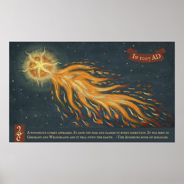 Póster Libro de milagros del cometa de Augsburgo 1552 Ast (Frente)