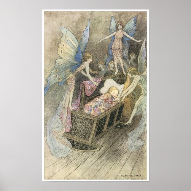 Póster Libro de poesía de hadas, Warwick Goble (Frente)