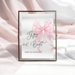 Póster Libro de regalo Baby Shower de Winter Pink Bow