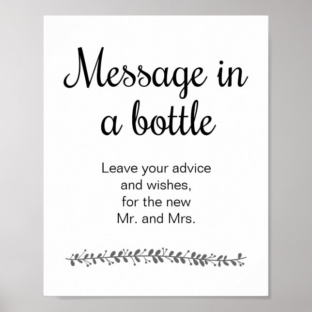 Póster Libro de Regalos de Boda Mensaje en una Botella (Frente)