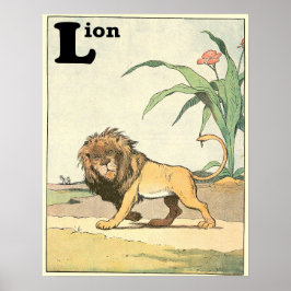 Póster Libro de relatos de leones alfabeto ilustrado