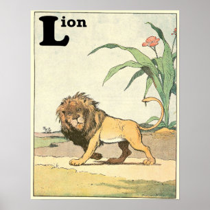 Póster Libro de relatos de leones alfabeto ilustrado