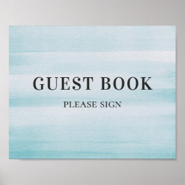 Póster libro de Rótulos. Boda simple azul acuarela