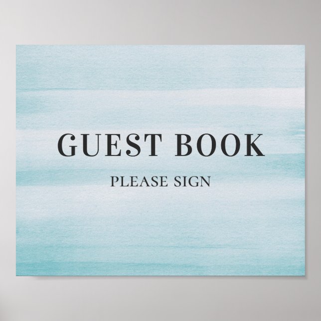 Póster libro de Rótulos. Boda simple azul acuarela (Frente)