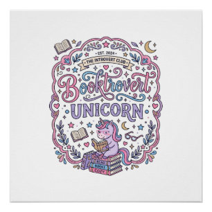 Póster Libro de Unicornio Divertido Regalo Diseño