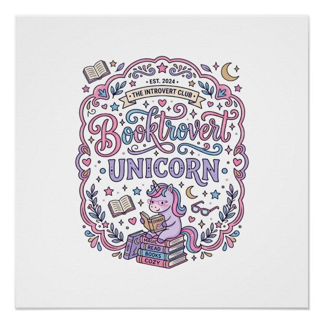 Póster Libro de Unicornio Divertido Regalo Diseño (Anverso)