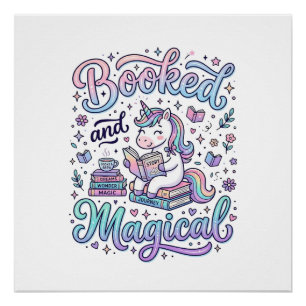Póster Libro de Unicornio y Tipografía de Idea de Regalo