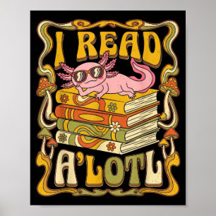 Póster Libro divertido de ajolote amante bibliotecario le