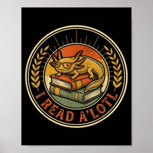 Póster Libro divertido de ajolote amante bibliotecario le