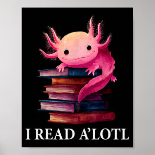 Póster Libro divertido de ajolote amante de la biblioteca
