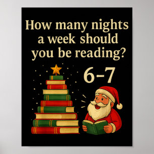 Póster Libro divertido de Navidad del árbol de lectura – 