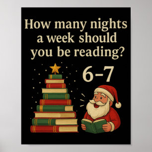 Póster Libro divertido de Navidad del árbol de lectura – 