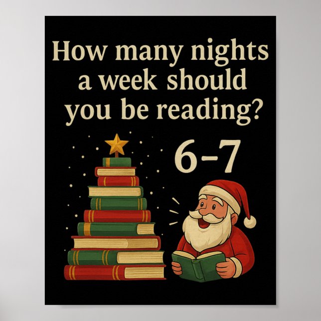 Póster Libro divertido de Navidad del árbol de lectura –  (Frente)