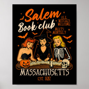 Póster Libro femenino de Halloween leyendo club de libros