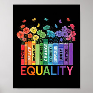 Póster Libro floral Igualdad Derechos humanos, justicia s