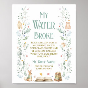 Póster Libro Juego de Baby Shower Mi Agua Se Rompió