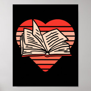 Póster Libro Lectura Corazón Amor Regalo Retro Para Él El