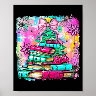 Póster Libro Luces de árbol de Navidad Bibliotecario doce