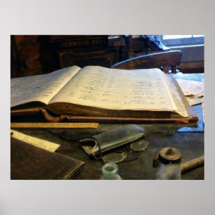 Póster Libro mayor y lentes