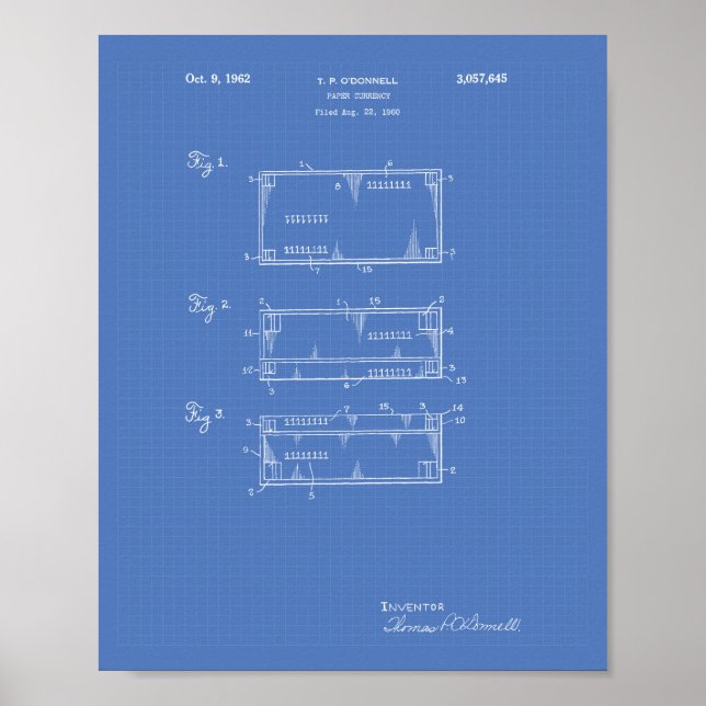 Póster Libro Moneda 1962 Patent Art Blueprint (Frente)