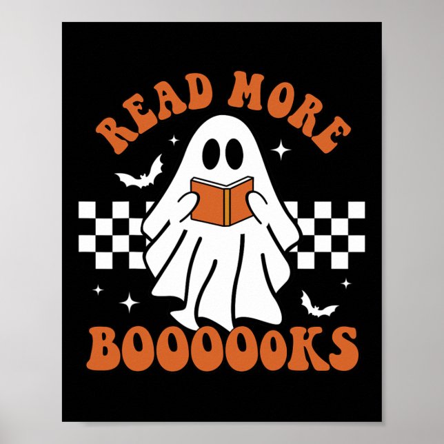Póster Libros adorables Fantasma Leer más libros Divertid (Frente)