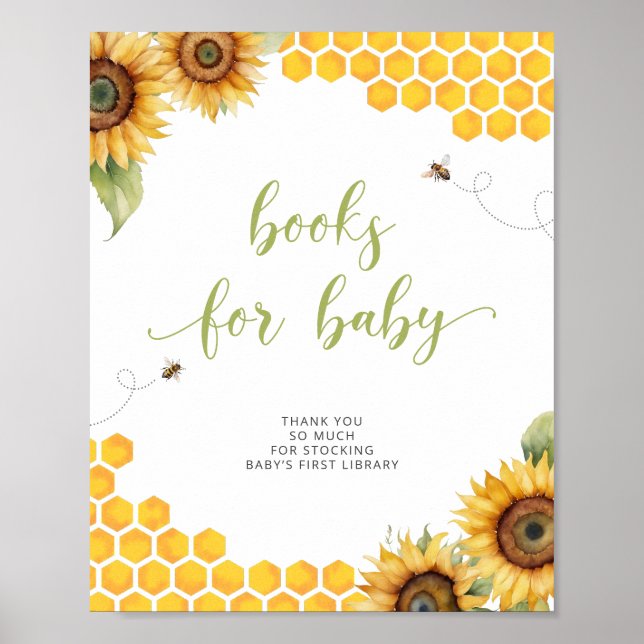Póster Libros Baby Shower De Abeja De Miel De Verano Para (Frente)