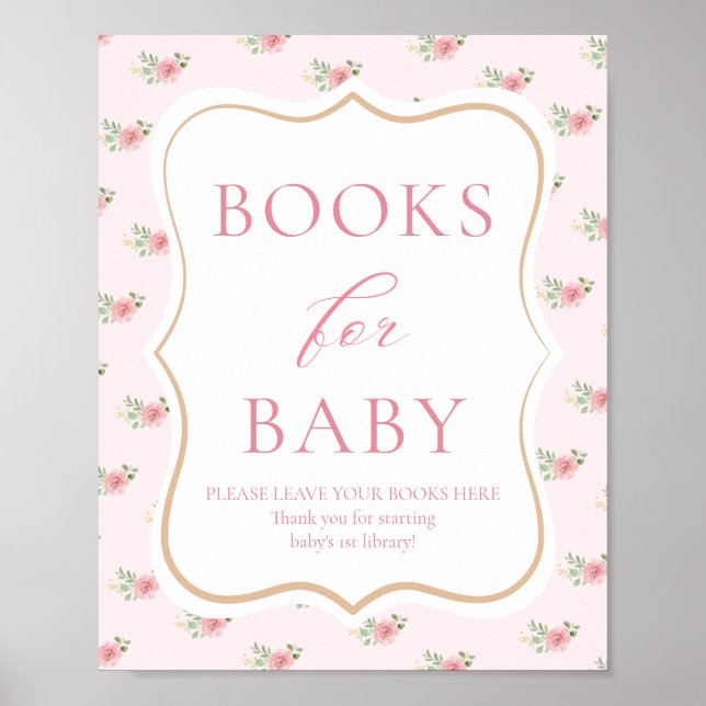 Póster Libros Baby Shower de Fiesta de té para bebé (Frente)