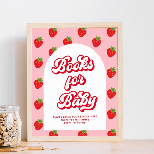 Póster Libros Baby Shower de fresa para bebé (Subido por el creador)