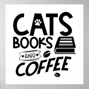Póster Libros cafés lecturas divertidas gusanos de biblio