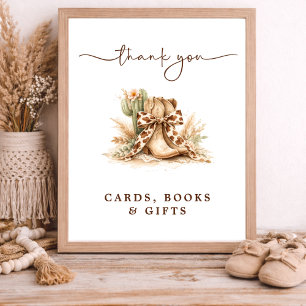 Póster Libros Chic Western para el baby shower de un pequ