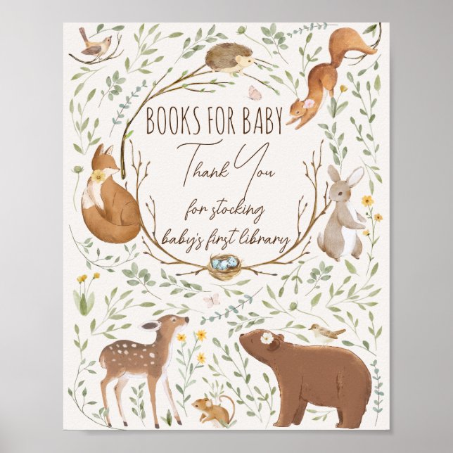 Póster Libros de amigos forestales de animales de Woodlan (Frente)