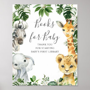 Póster Libros De Animales De Safari De La Selva Verde Par