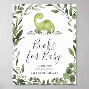 Póster Libros De Baby Shower De Dinosaurios Para El Rótul