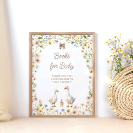 Póster Libros de Baby Shower de floral cute ganose para b