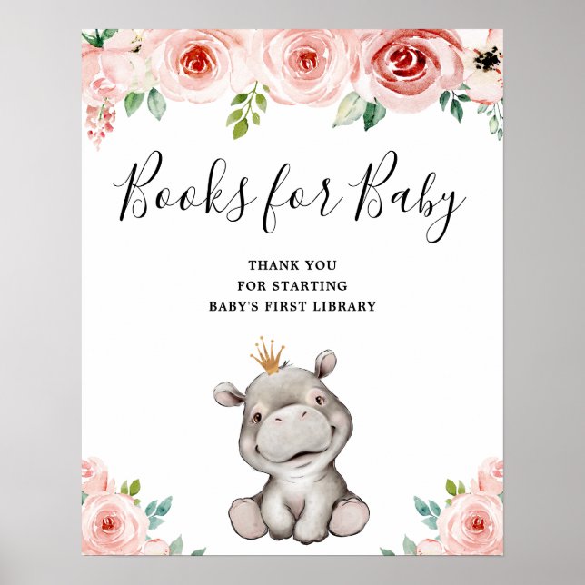 Póster Libros de Baby Shower de la Princesa Hippo para el (Frente)