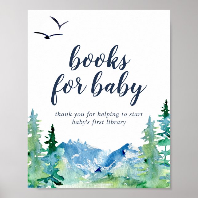 Póster Libros de Baby Shower de las Montañas Rocosas para (Frente)