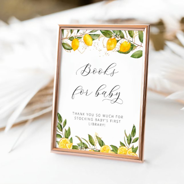 Póster Libros de Baby Shower de Limón Brillante de Verano (Subido por el creador)
