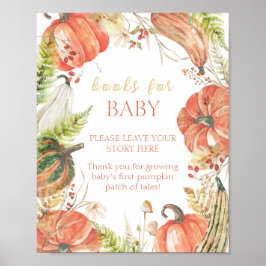 Póster Libros De Baby Shower Floral De La Calabaza De Oto