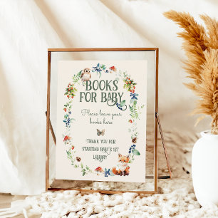 Póster Libros de Baby Shower neutrales para animales de l