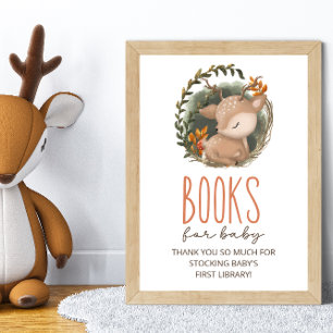 Póster Libros de Baby Shower para venados con sueño de Wo
