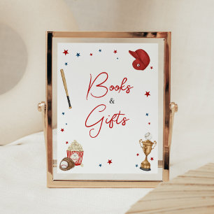 Póster Libros de Baby Shower y regalos de béisbol