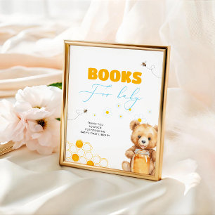 Póster Libros de fiesta de bebé de oso abeja miel para be